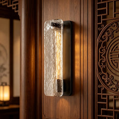 Textured Glass LED Modern Black Metal Wall Lamp