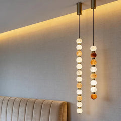 Nordic French Copper Natural Marble Pendant Light