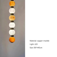Nordic French Copper Natural Marble Pendant Light