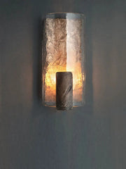 Artistic Hammered Metal Wall lamp with Solid Glass