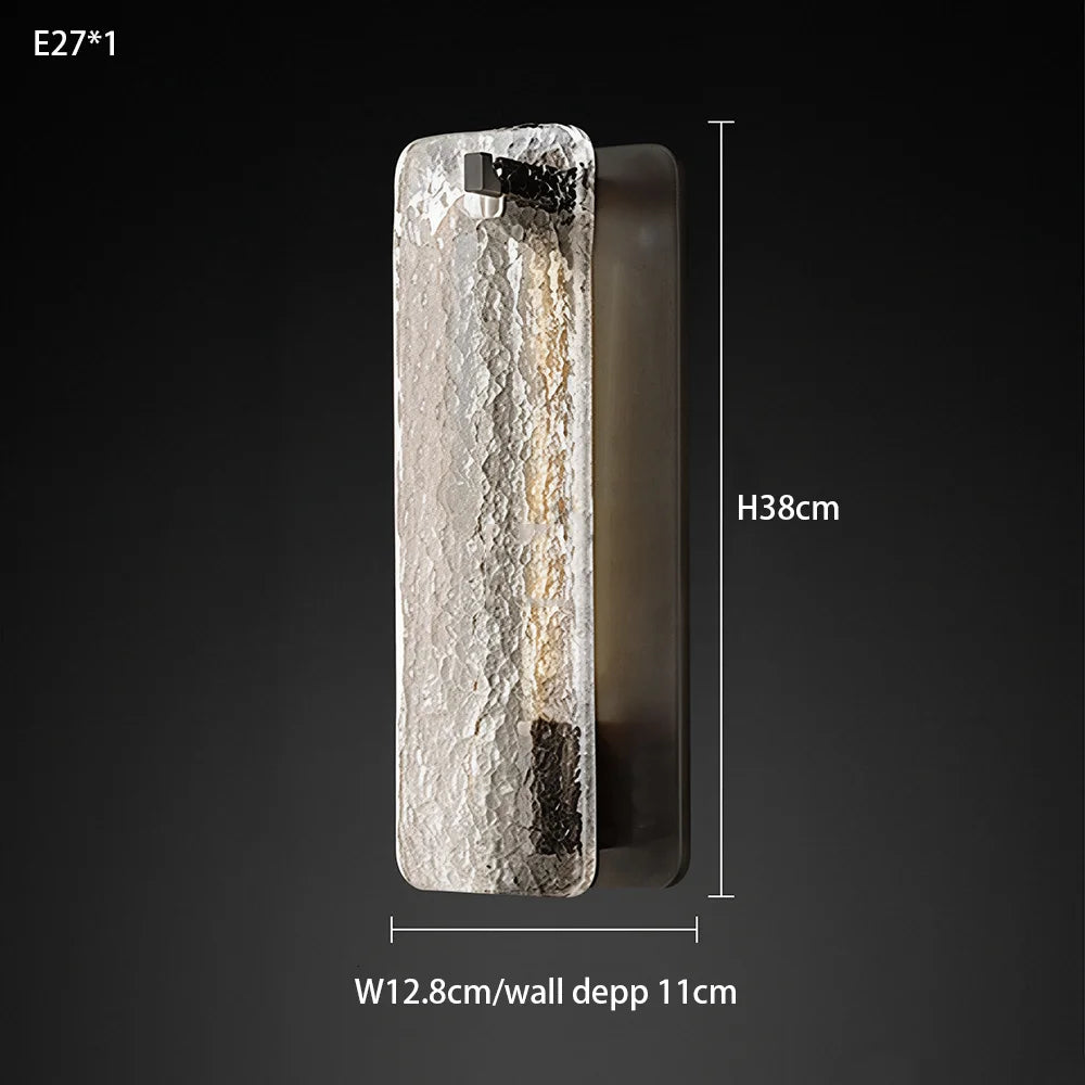 Textured Glass LED Modern Black Metal Wall Lamp