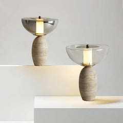 Modern Travertine Stone  LED Table Lamp