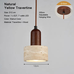 LED Natural Travertine Stone Pendant Light