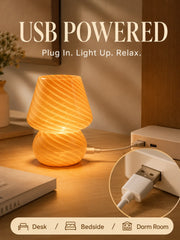 Modern Glass Battery Operated Table Lamp