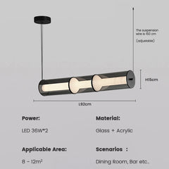 Modern Designer Modern LED Glass Linear Pendant Lamp
