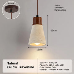 LED Natural Travertine Stone Pendant Light
