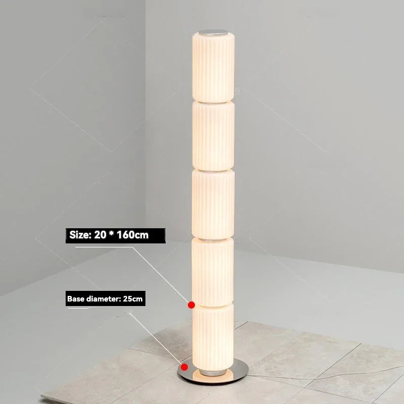 Italian Style Long Glass Column Floor Lamp