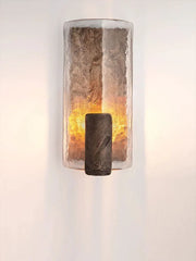 Artistic Hammered Metal Wall lamp with Solid Glass