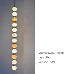 Nordic French Copper Natural Marble Pendant Light