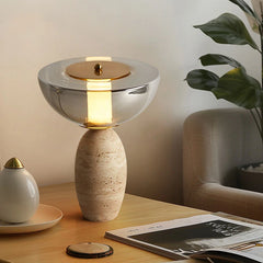 Modern Travertine Stone  LED Table Lamp