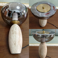 Modern Travertine Stone  LED Table Lamp