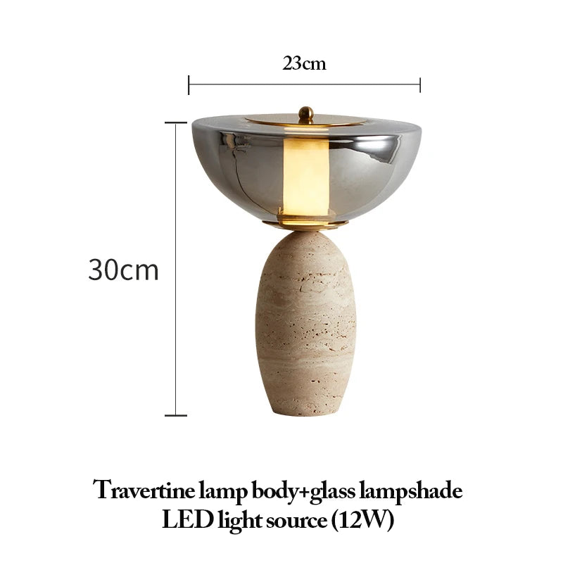 Modern Travertine Stone  LED Table Lamp