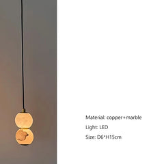 Nordic French Copper Natural Marble Pendant Light