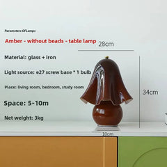 Mushroom Hand Blown Glass Lamp