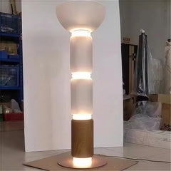 Nordic LED Glass Floor Lamp with Milky White Luster and Walnut Wood
