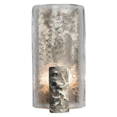 Artistic Hammered Metal Wall lamp with Solid Glass