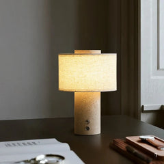 Modern Minimalist Travertine Marble Table Lamp Battery Operated