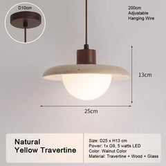 LED Natural Travertine Stone Pendant Light
